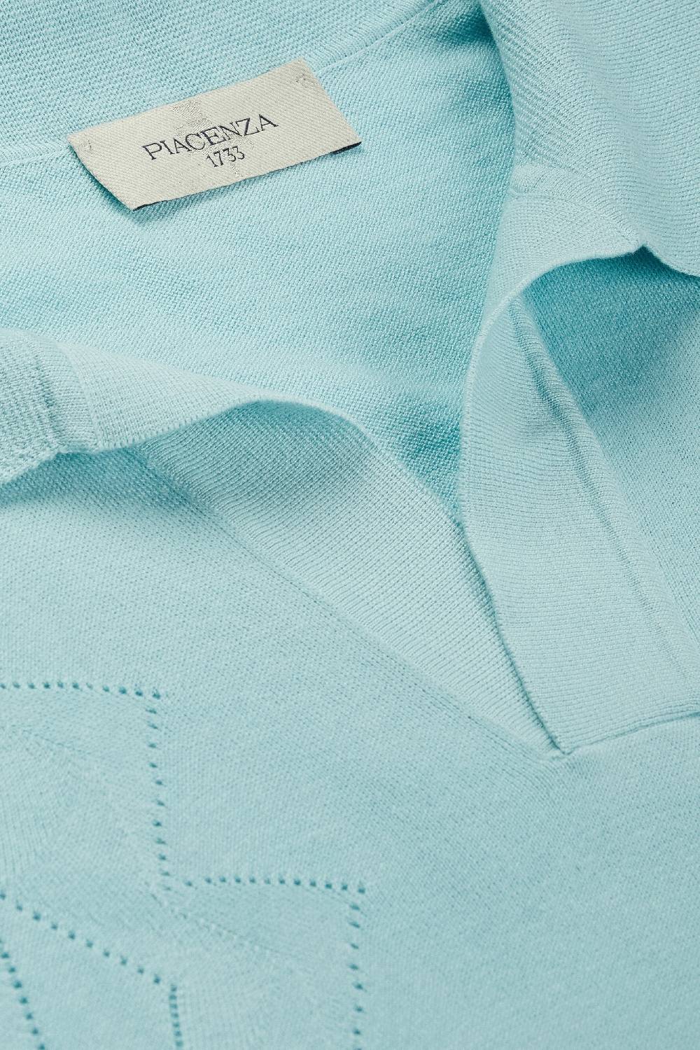 Piacenza 1733 Polo havana zig zag pointelle azzurro Italia