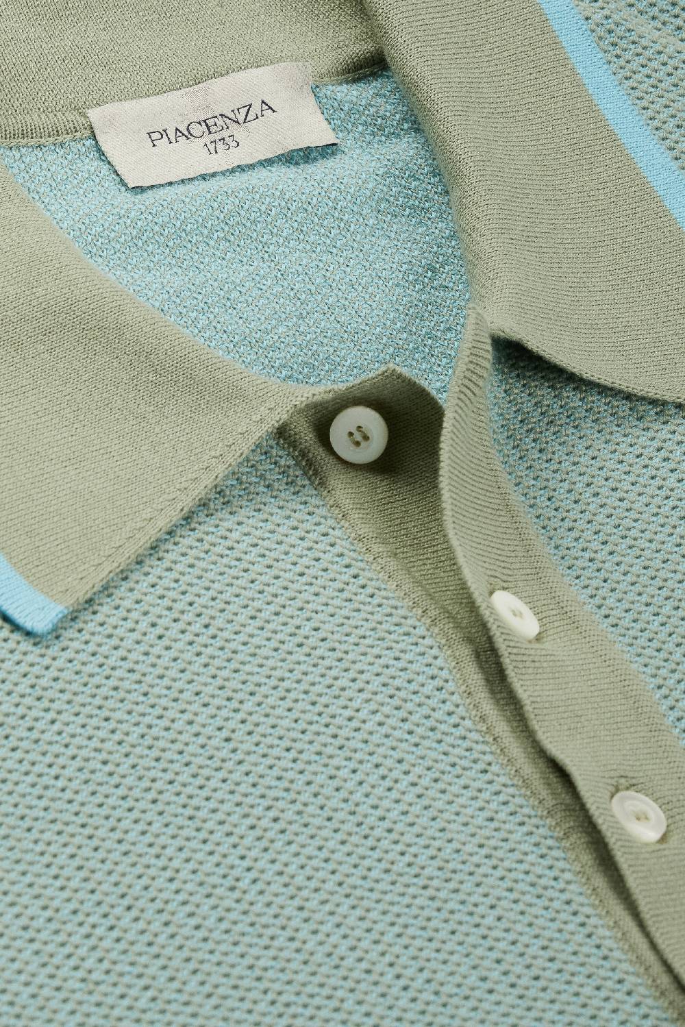 Piacenza 1733 Polo two tone fish scale azzurro e salvia In Linea
