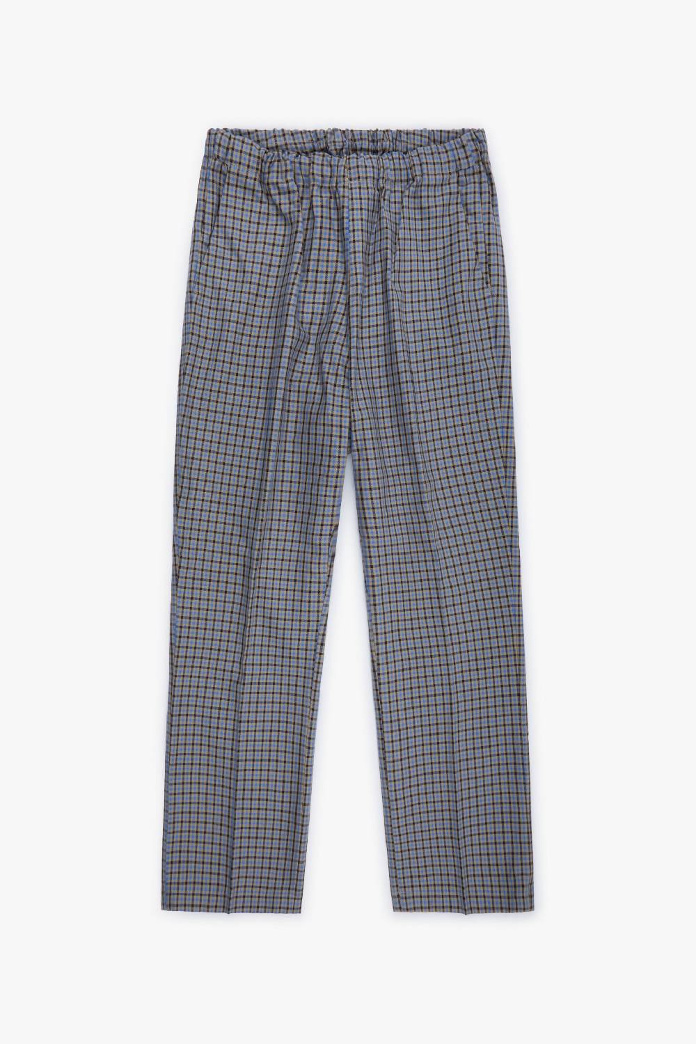 Piacenza 1733 Pantalone micro check azzurro e marrone Economico