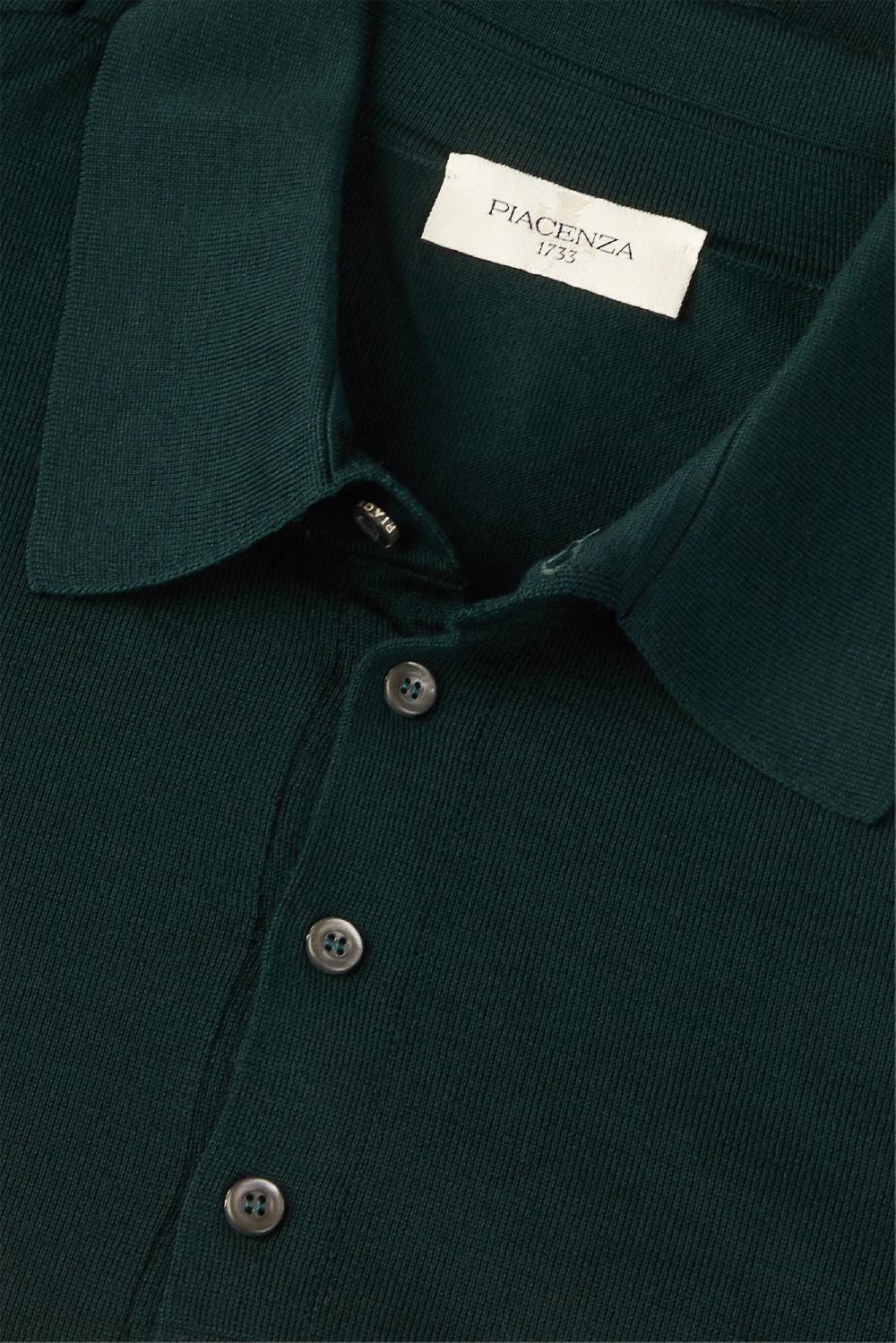 Piacenza 1733 Polo lana merino super fine verde scuro In Vendita