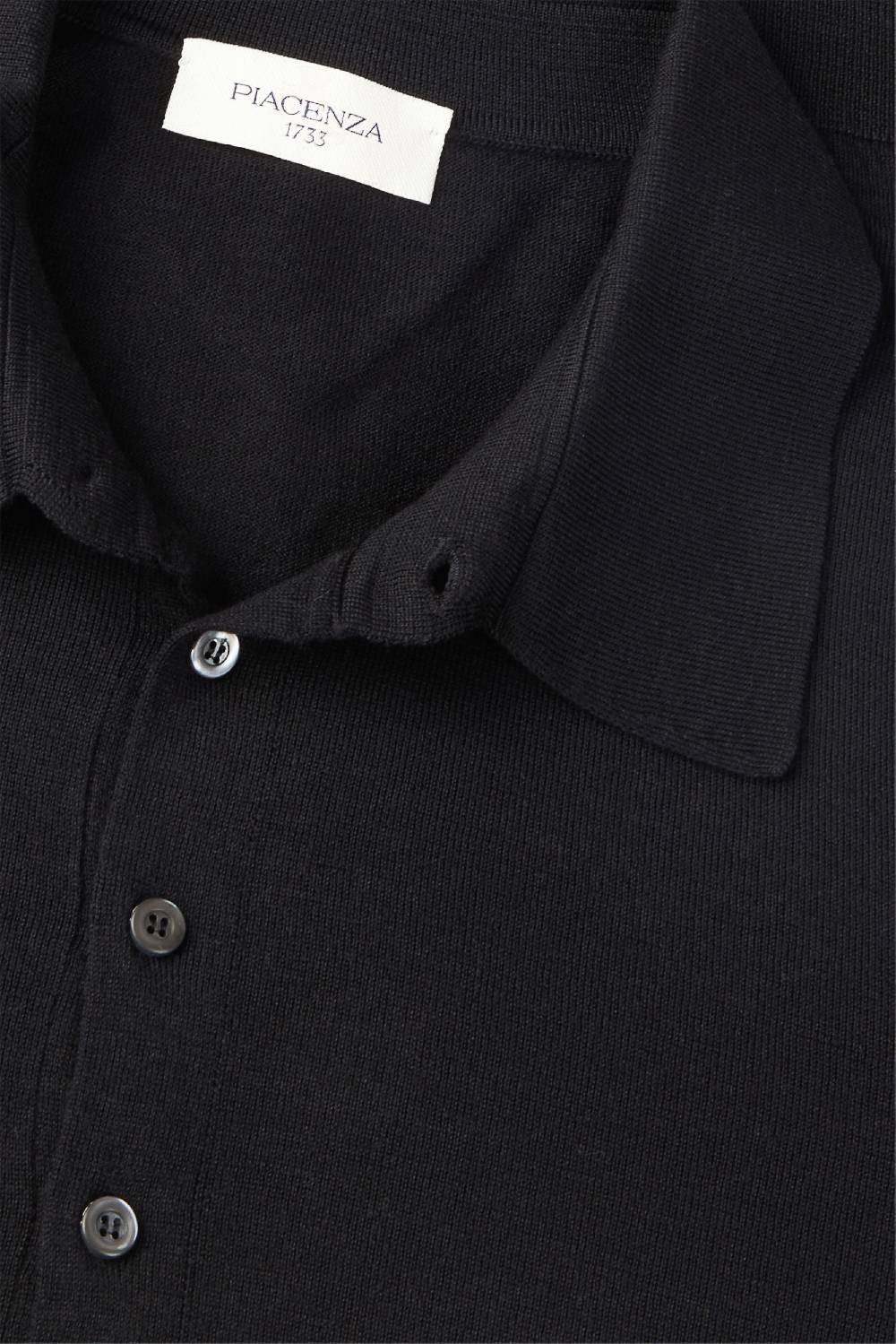 Piacenza 1733 Polo lana merino super fine nero Saldi