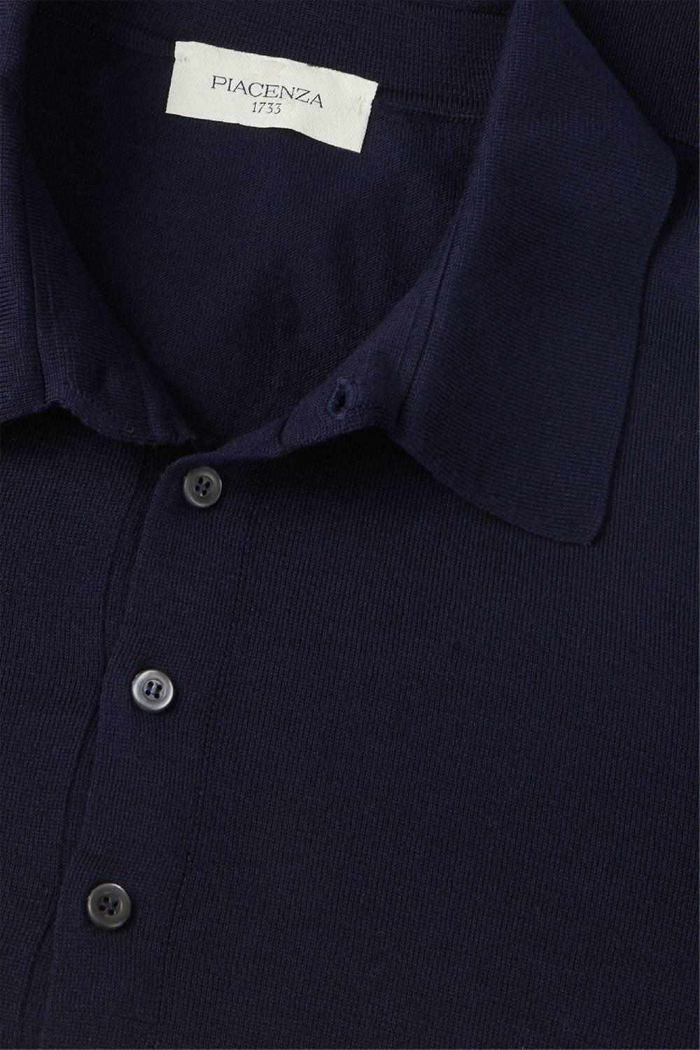 Piacenza 1733 Polo lana merino super fine blu Vendita Calda