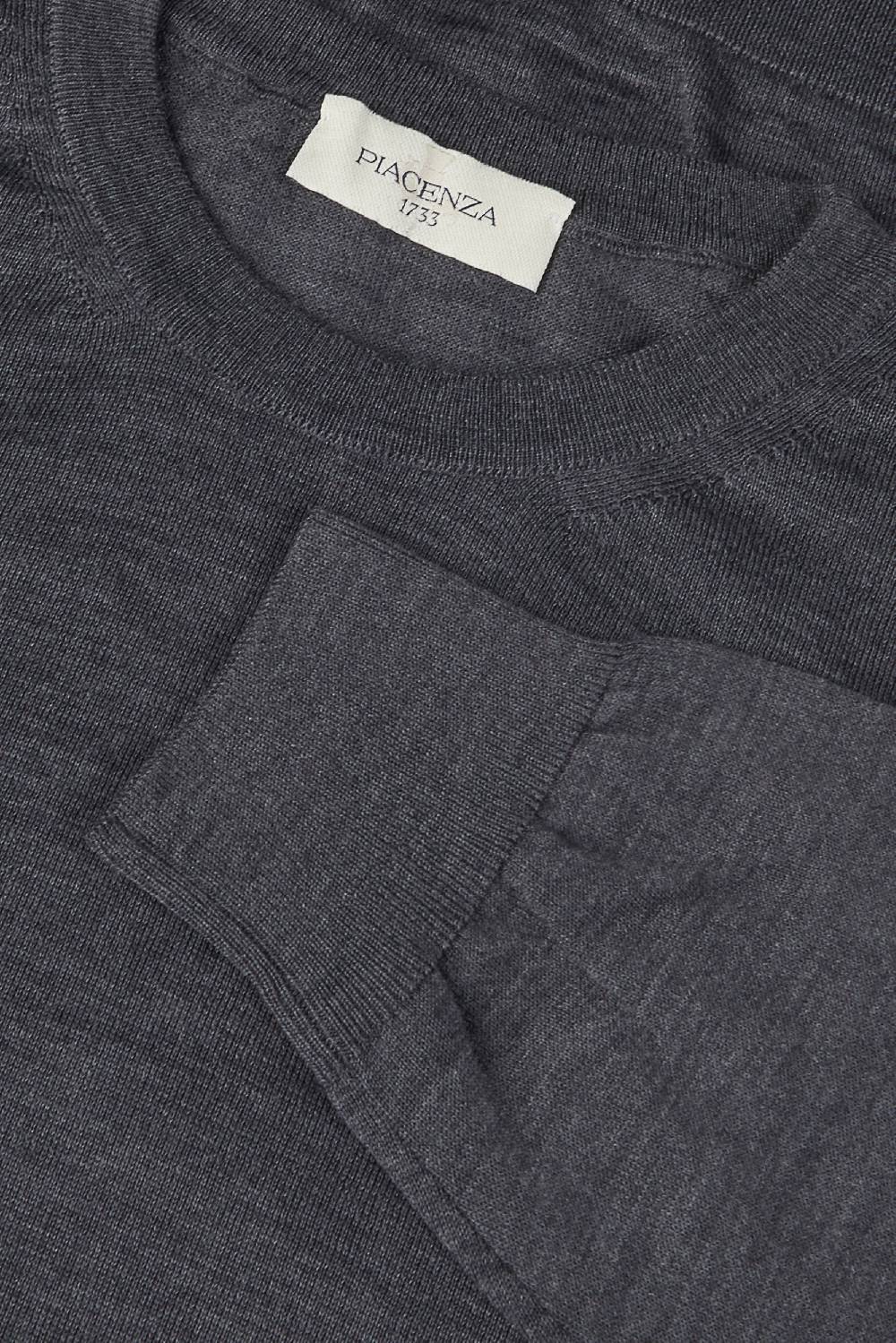 Piacenza 1733 Girocollo lana merino super fine antracite In Saldo
