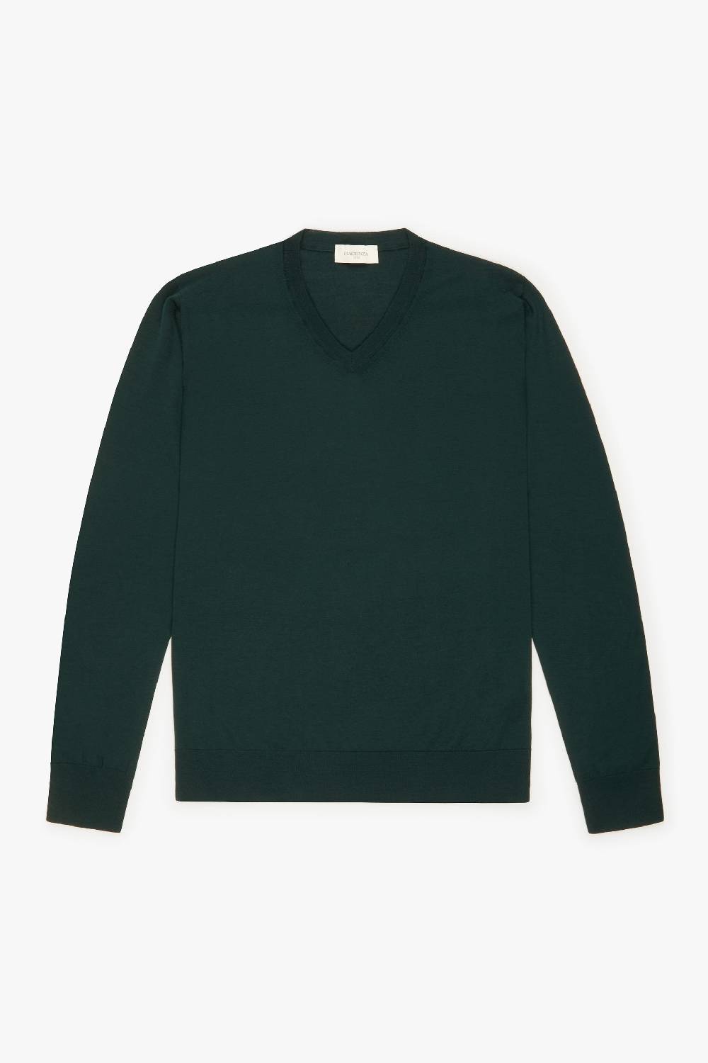Piacenza 1733 Scollo V lana merino super fine verde scuro