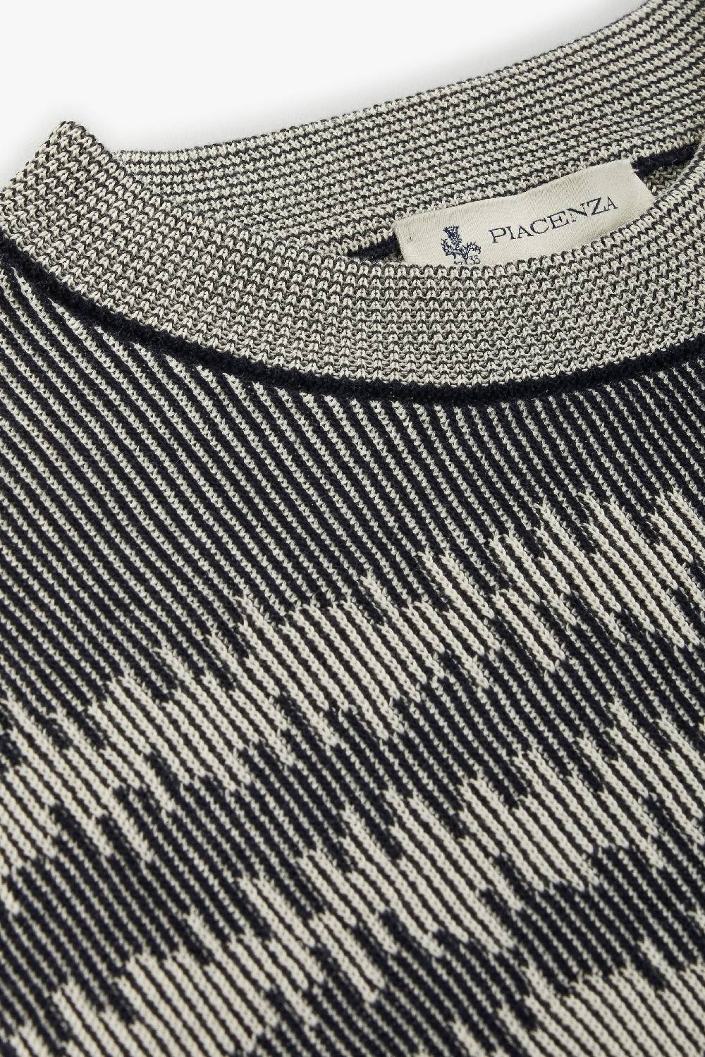 Piacenza 1733 Maglia maniche lunghe ikat striped rib blu e bianco Promozione