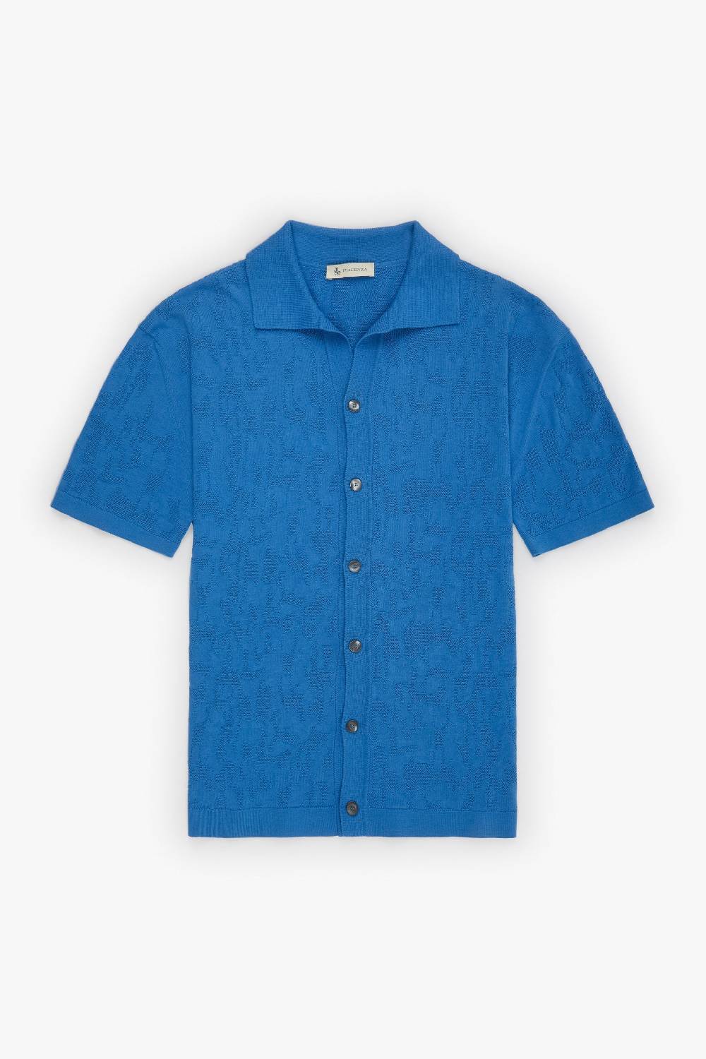 Piacenza 1733 Camicia maniche corte jacquard mesh camo azzurro Pezzi Unici