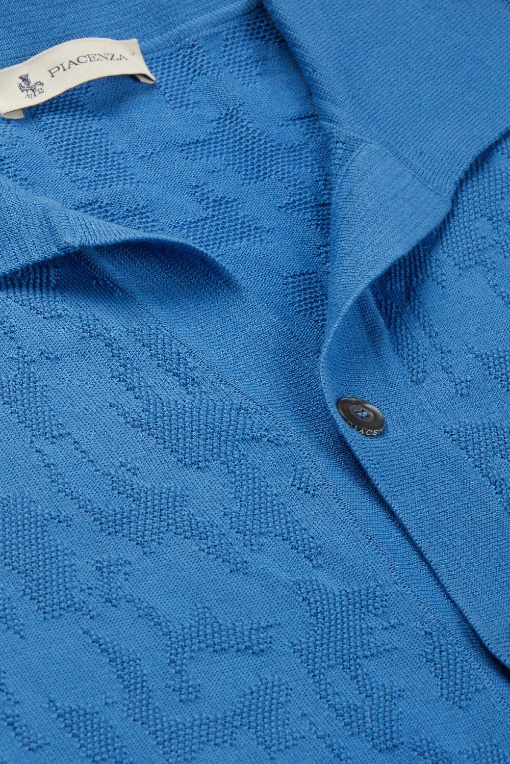 Piacenza 1733 Camicia maniche corte jacquard mesh camo azzurro Pezzi Unici
