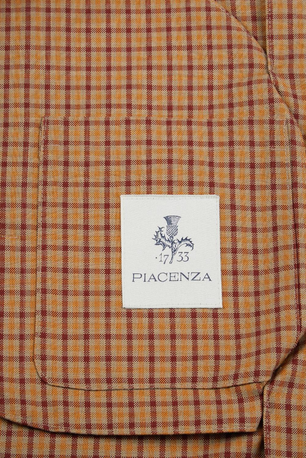 Piacenza 1733 Giacca camicia micro check cammello e bordeaux Consegna Veloce