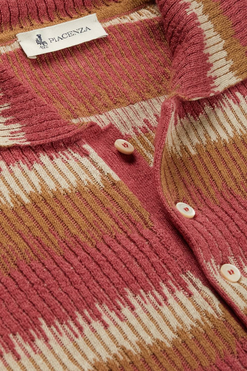Piacenza 1733 Polo ikat striped flat rib bruciato, neutro e rosa Affare Del Giorno