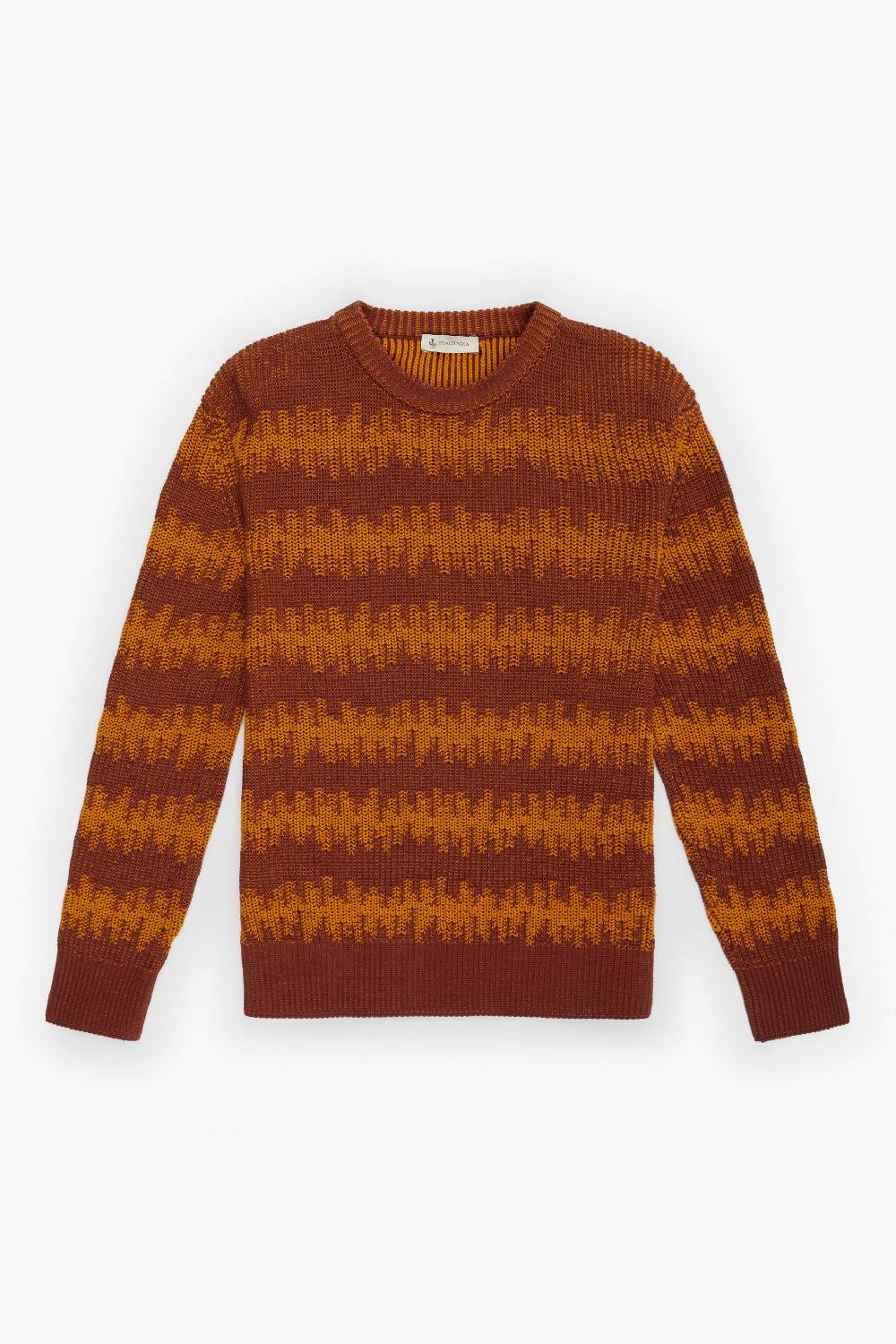 Piacenza 1733 Maglione ikat striped cob bruciato e becco d'oca