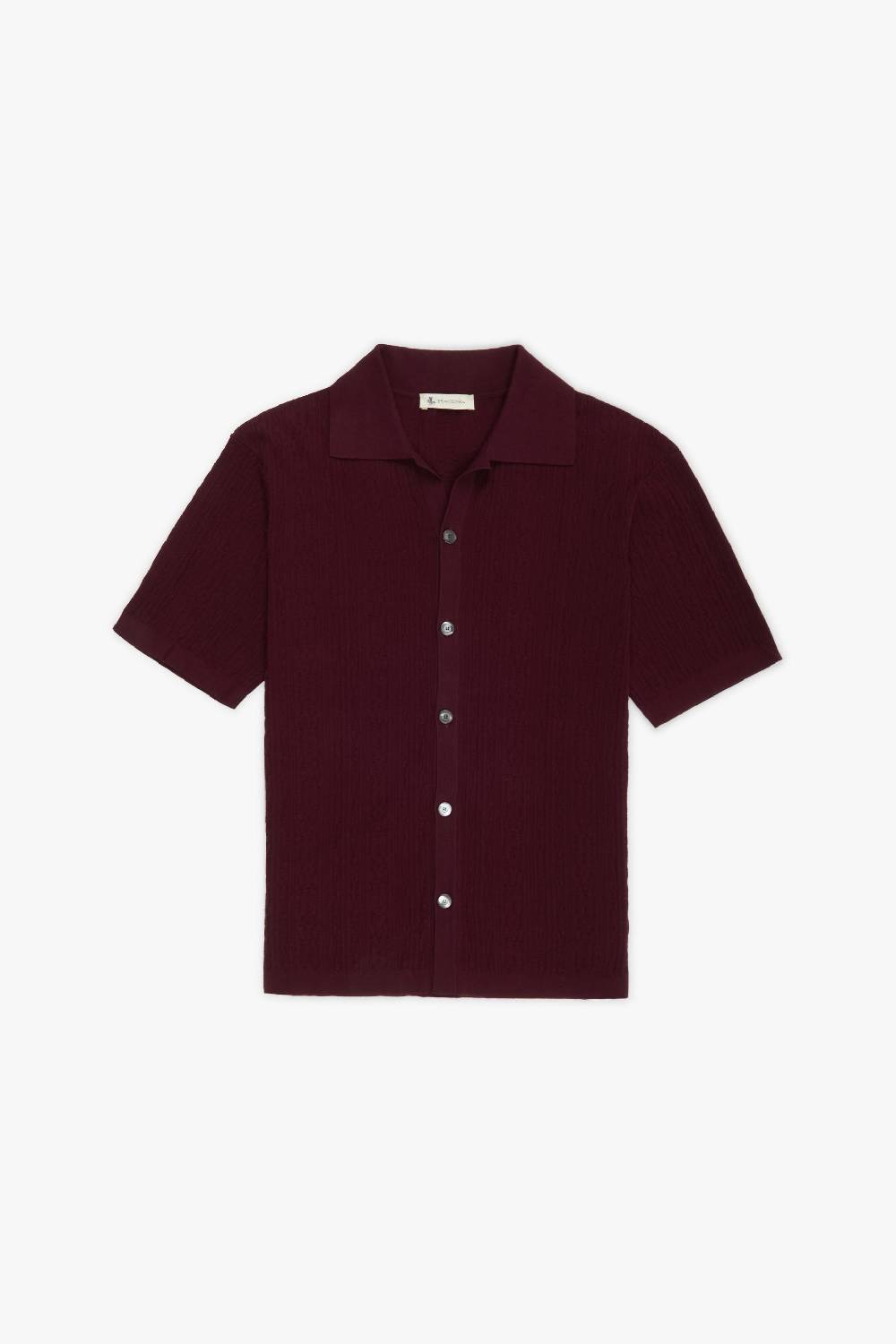 Piacenza 1733 Camicia maniche corte broken flat rib vinaccia