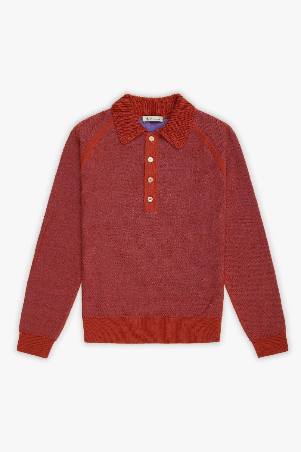 Piacenza 1733 Polo maniche lunghe two tone honey comb viola Novità