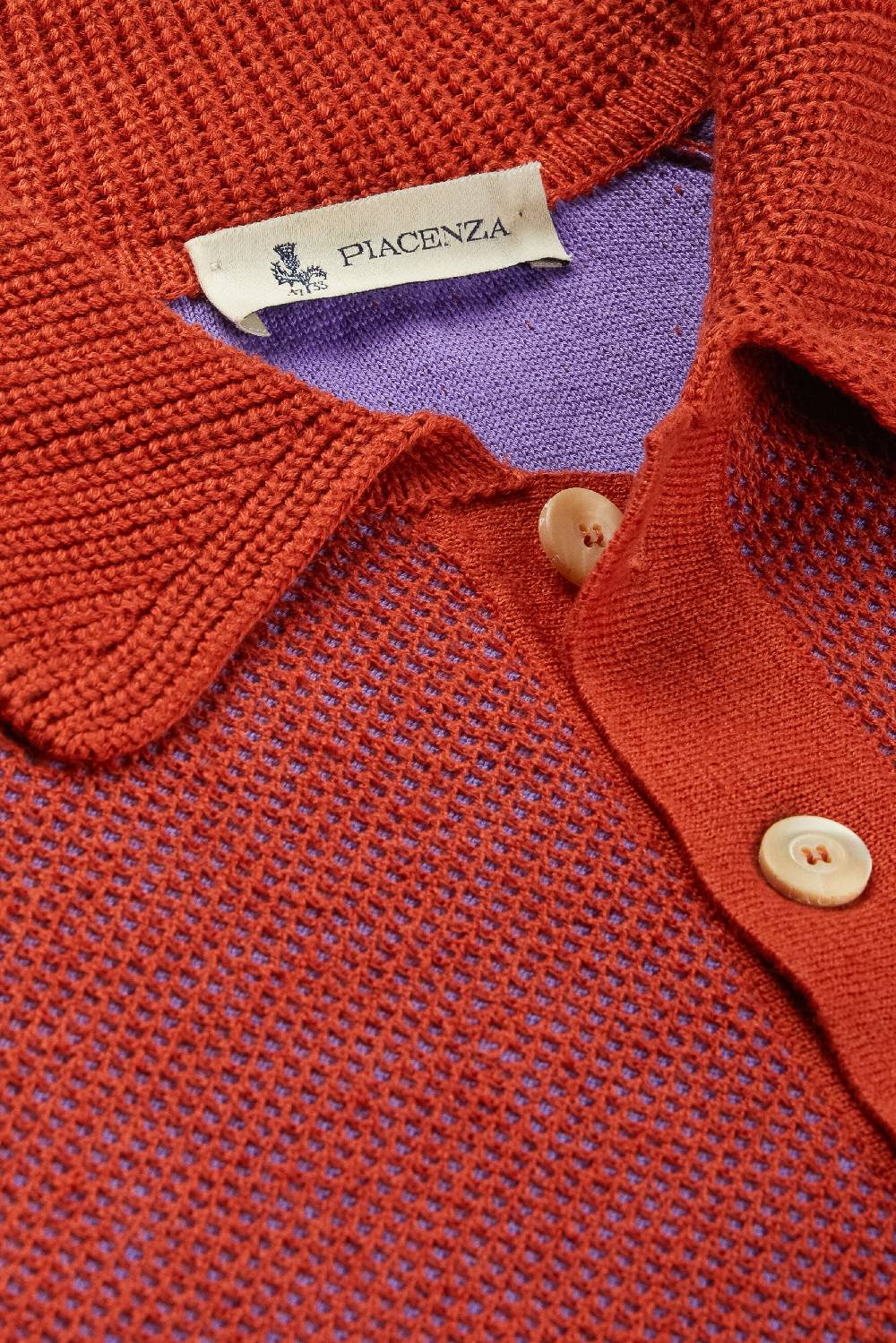 Piacenza 1733 Polo maniche lunghe two tone honey comb viola Novità