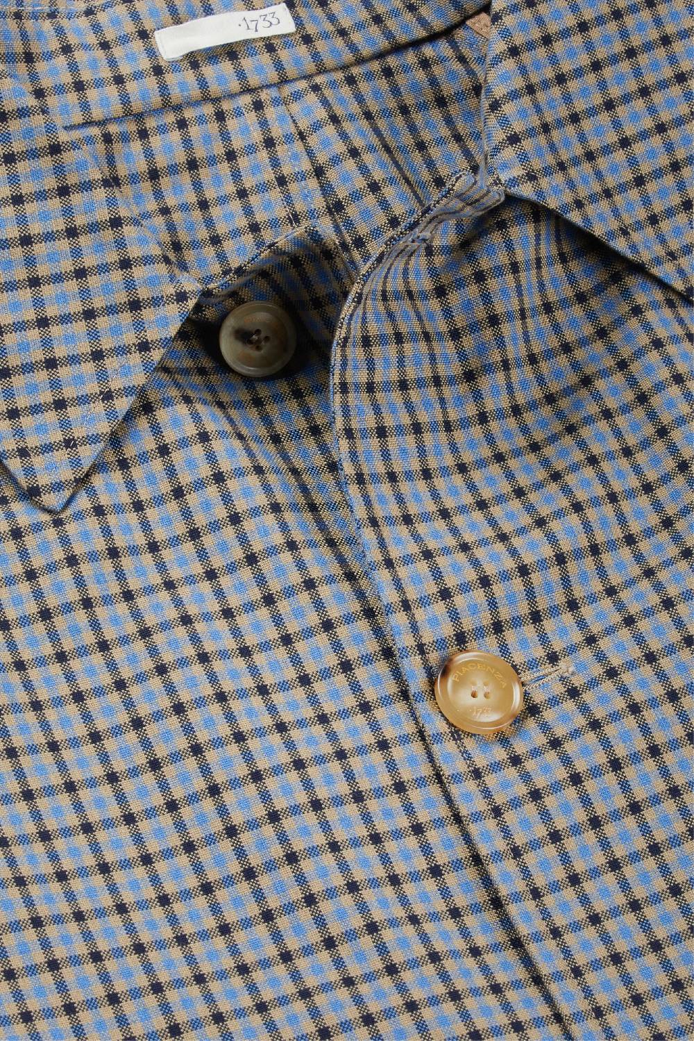 Piacenza 1733 Trench micro check azzurro e marrone Sconto