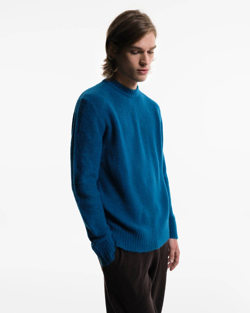 Piacenza 1733 Girocollo in Lana blu jeans Nuovo