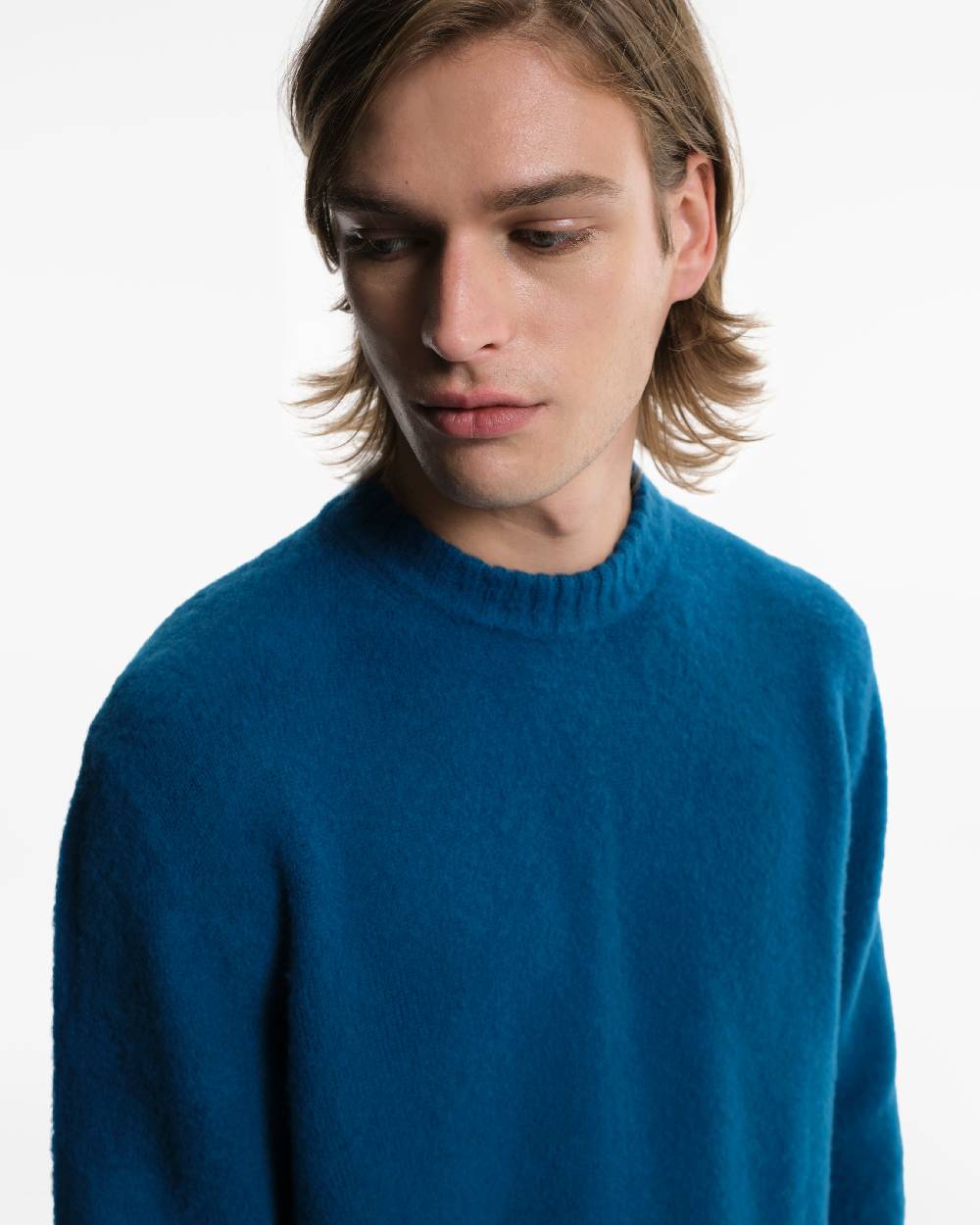 Piacenza 1733 Girocollo in Lana blu jeans Nuovo