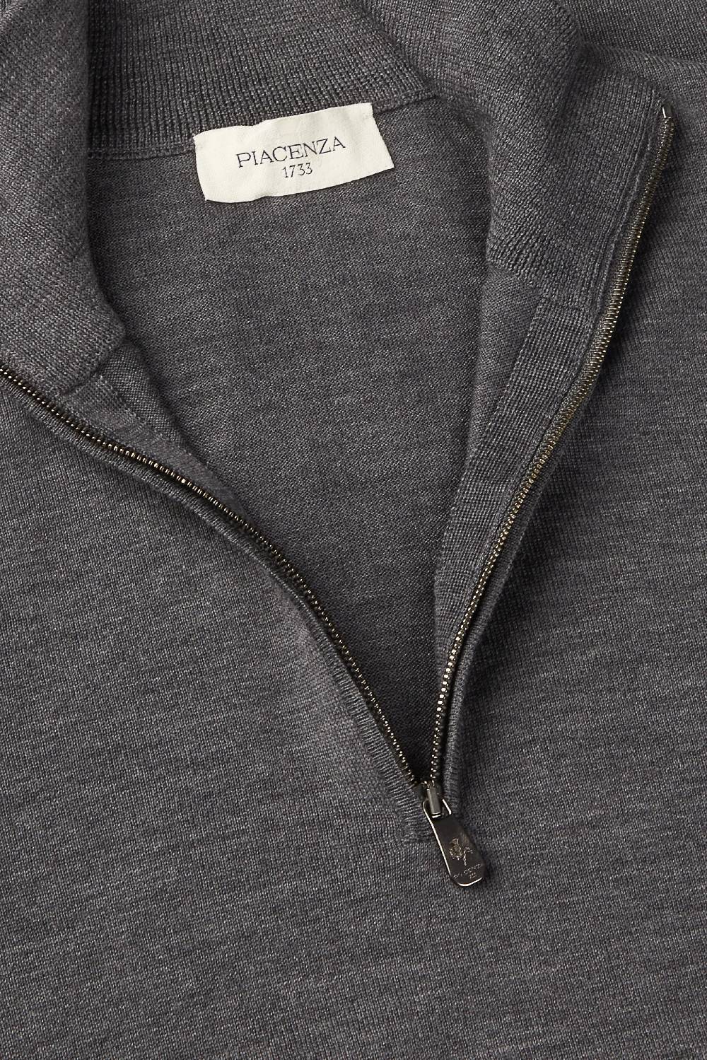 Piacenza 1733 Lupetto Zip lana merino super fine antracite Sconto