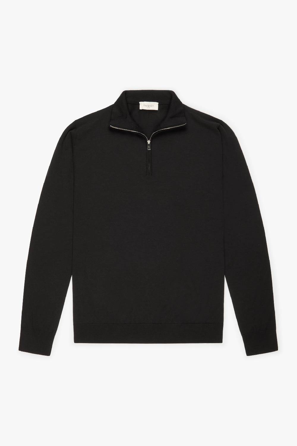 Piacenza 1733 Lupetto Zip lana merino super fine nero Online