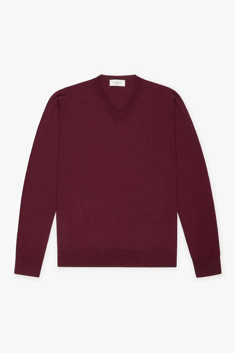 Piacenza 1733 Scollo V lana merino super fine bordeaux Outlet