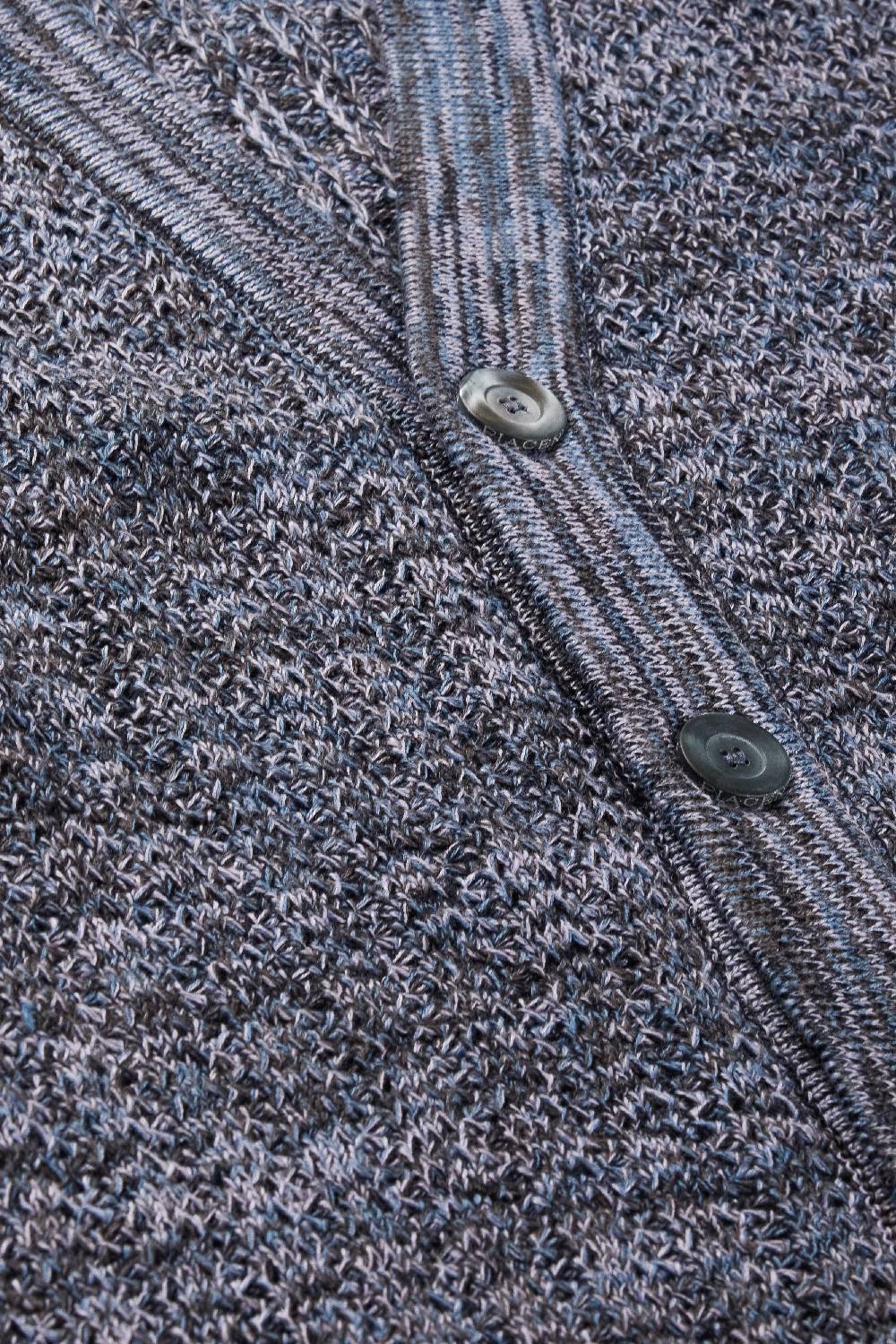 Piacenza 1733 Cardigan con bottoni moulinè lilla e blu Super sconto