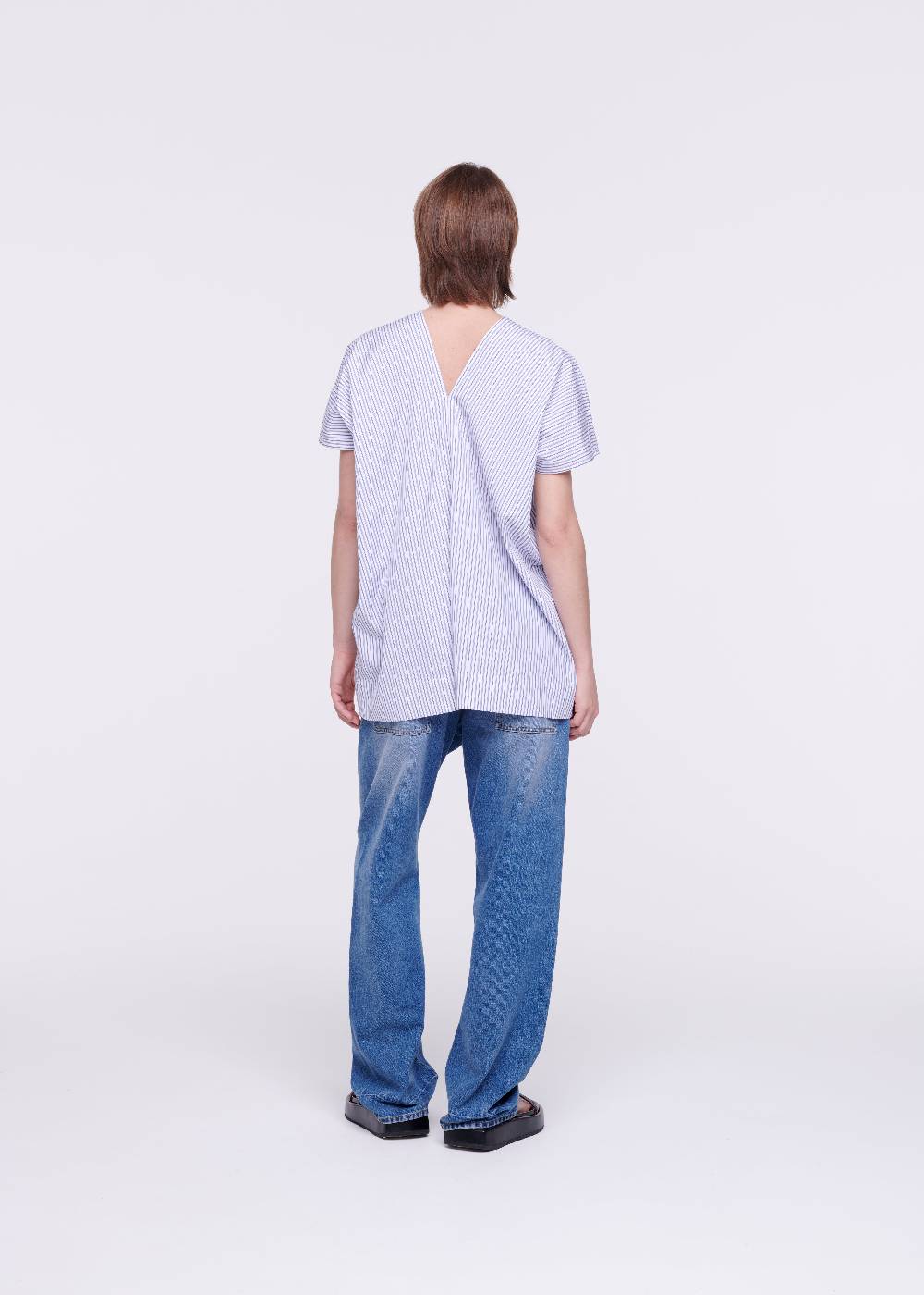 Plan C TOP A RIGHE IN COTONE CON SCOLLO A V Promozione