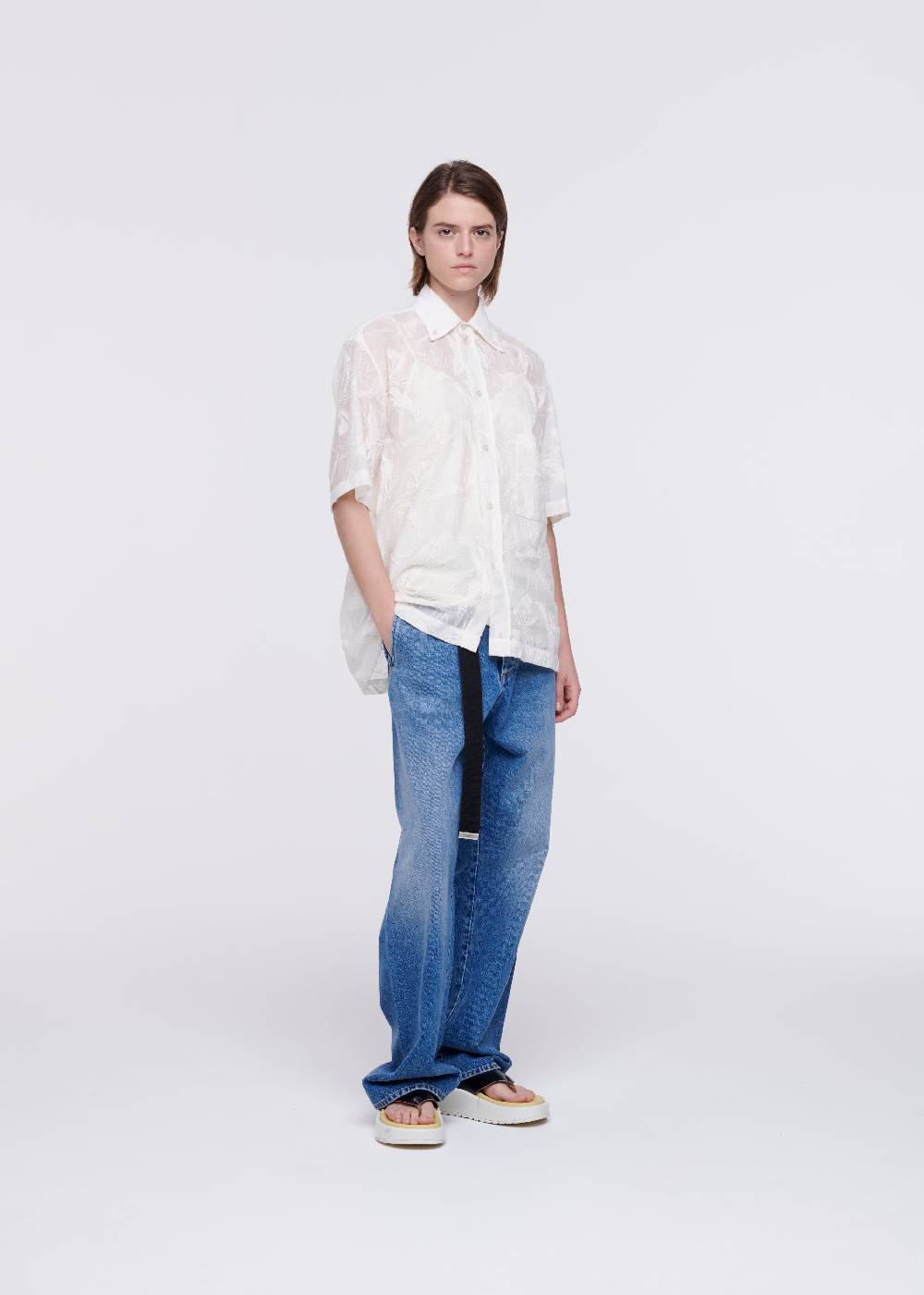 Plan C CAMICIA IN COTONE RICAMATA A FIORI Qualità Garantita