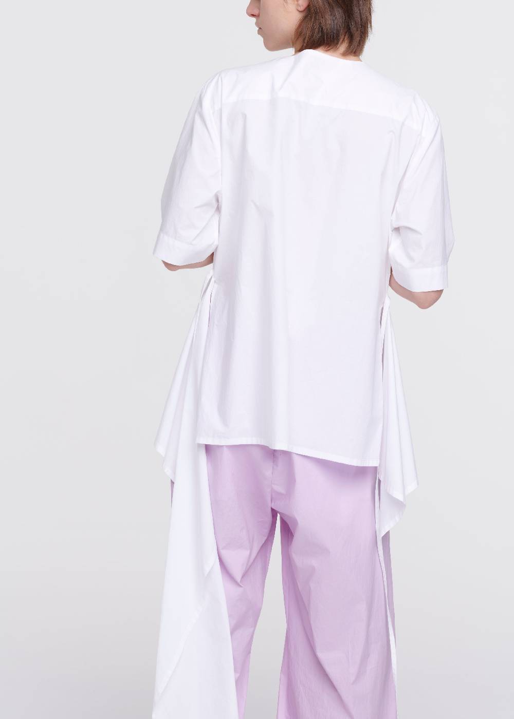 Plan C CAMICIA DI COTONE BIANCO CON STRASCICO Negozi Online