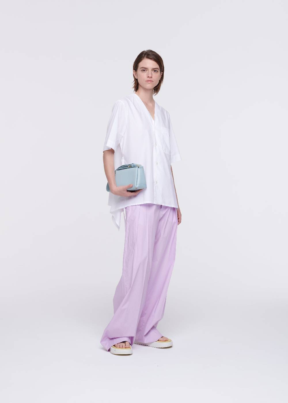 Plan C CAMICIA DI COTONE BIANCO CON STRASCICO Negozi Online