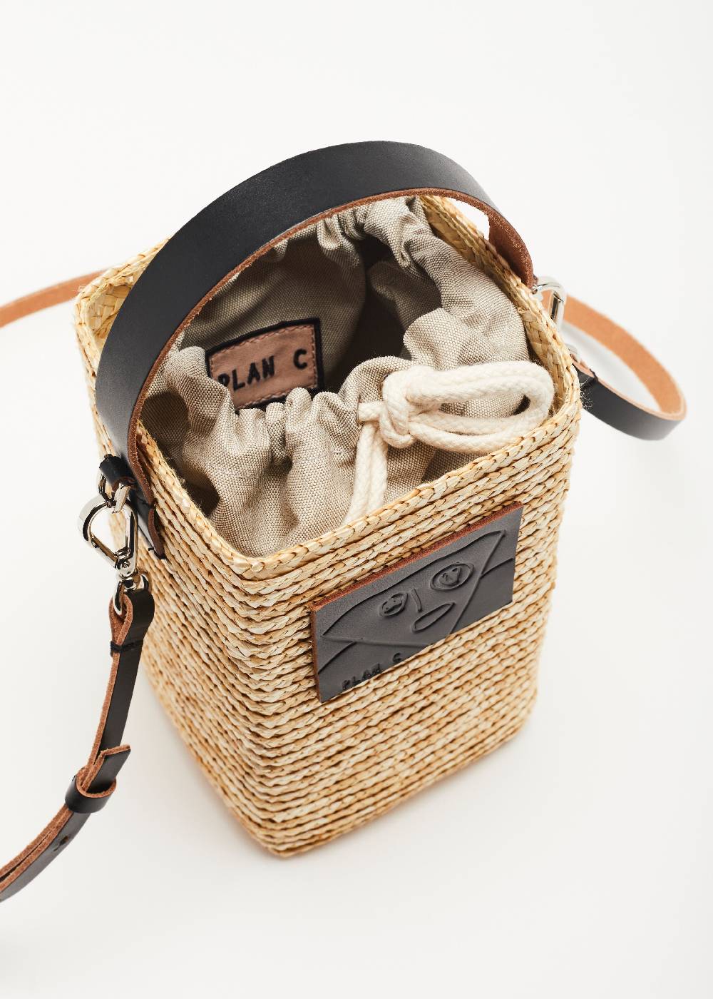 Plan C POUCH IN PAGLIA FIORENTINA "PILI E BIANCA" Fino Al -60%