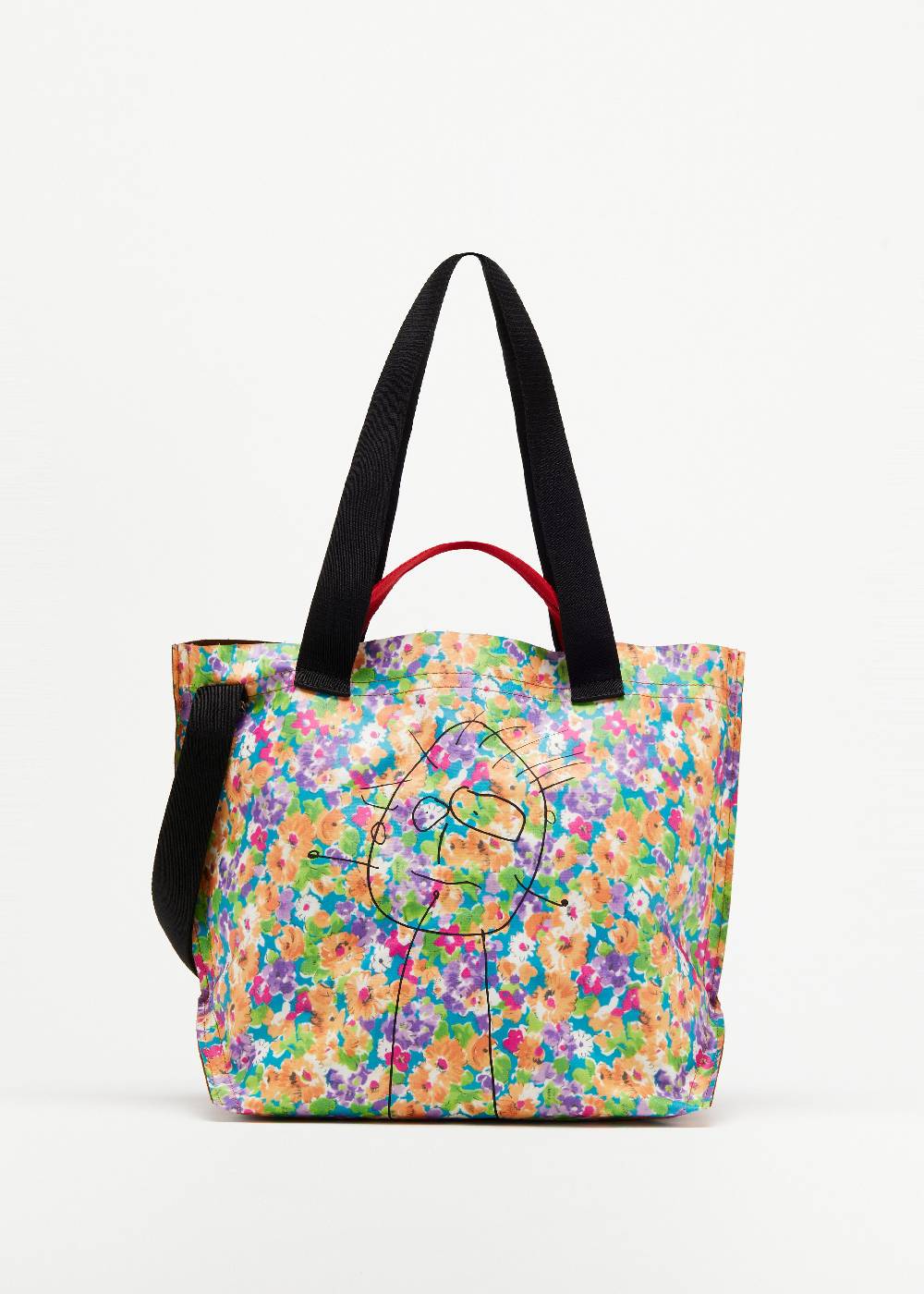 Plan C SHOPPER CON STAMPA FLOREALE "PILI AND BIANCA" MEDIA Prezzo Ridotto