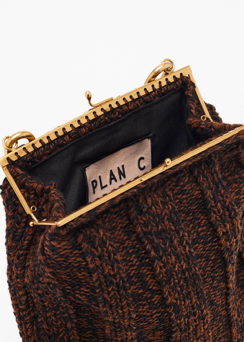 Plan C BORSA IN MAGLIA MARRONE MELANGE Outlet
