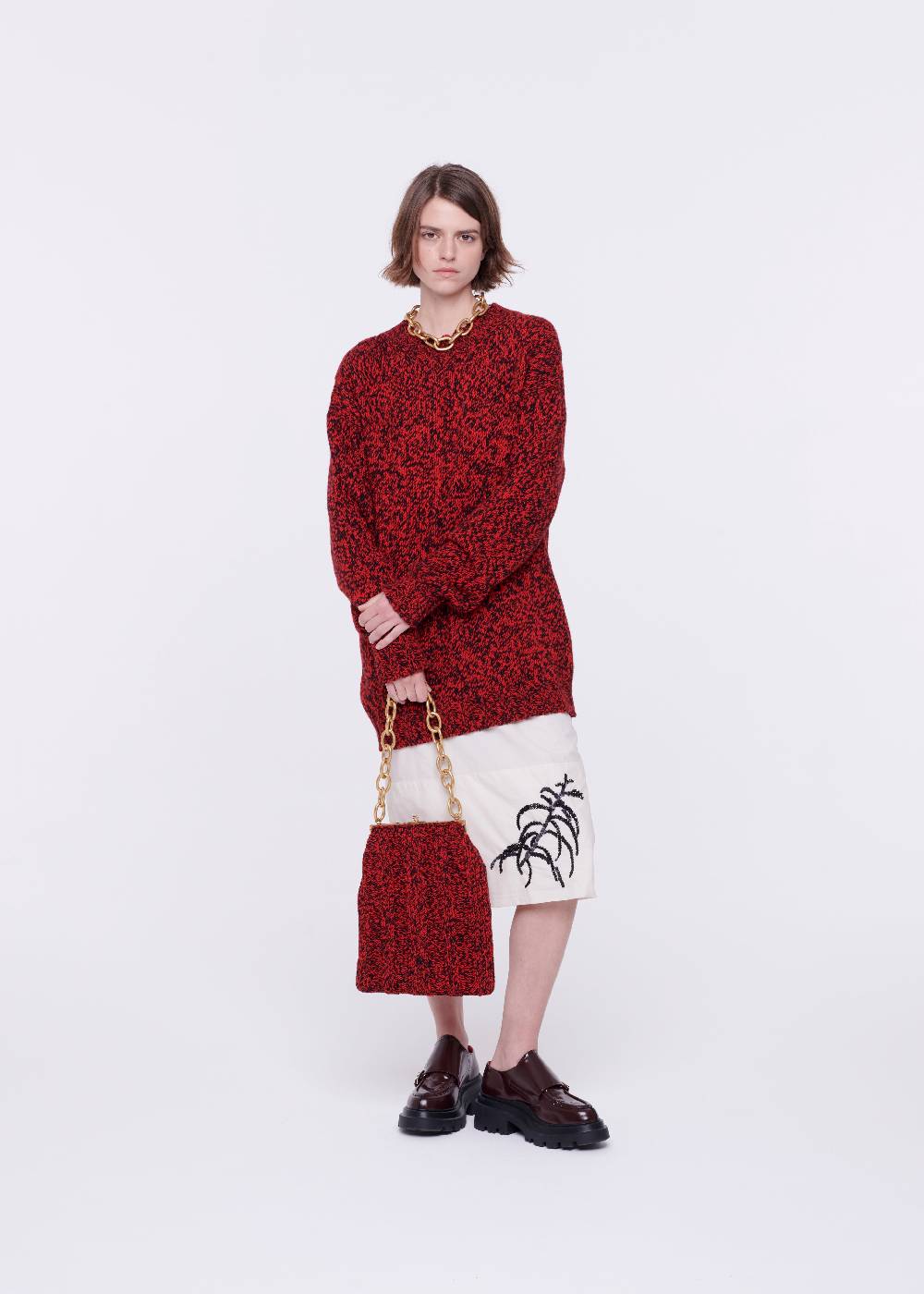 Plan C BORSA IN MAGLIA ROSSO MELANGE In Vendita
