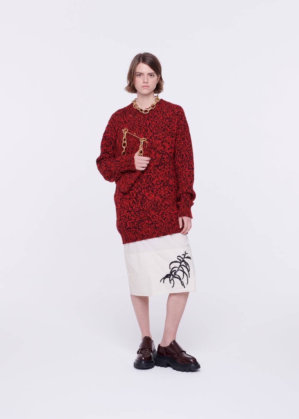 Plan C BORSA IN MAGLIA ROSSO MELANGE In Vendita