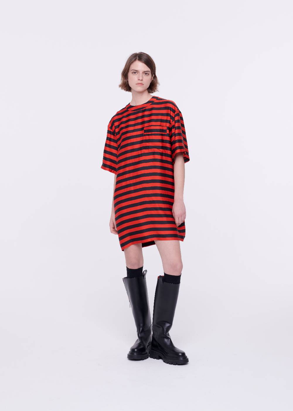 Plan C MINI ABITO A RIGHE IN RASO Moda