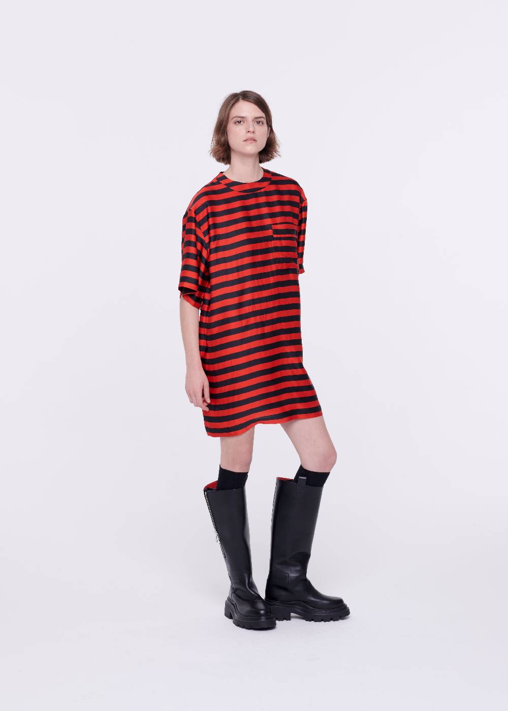 Plan C MINI ABITO A RIGHE IN RASO Moda