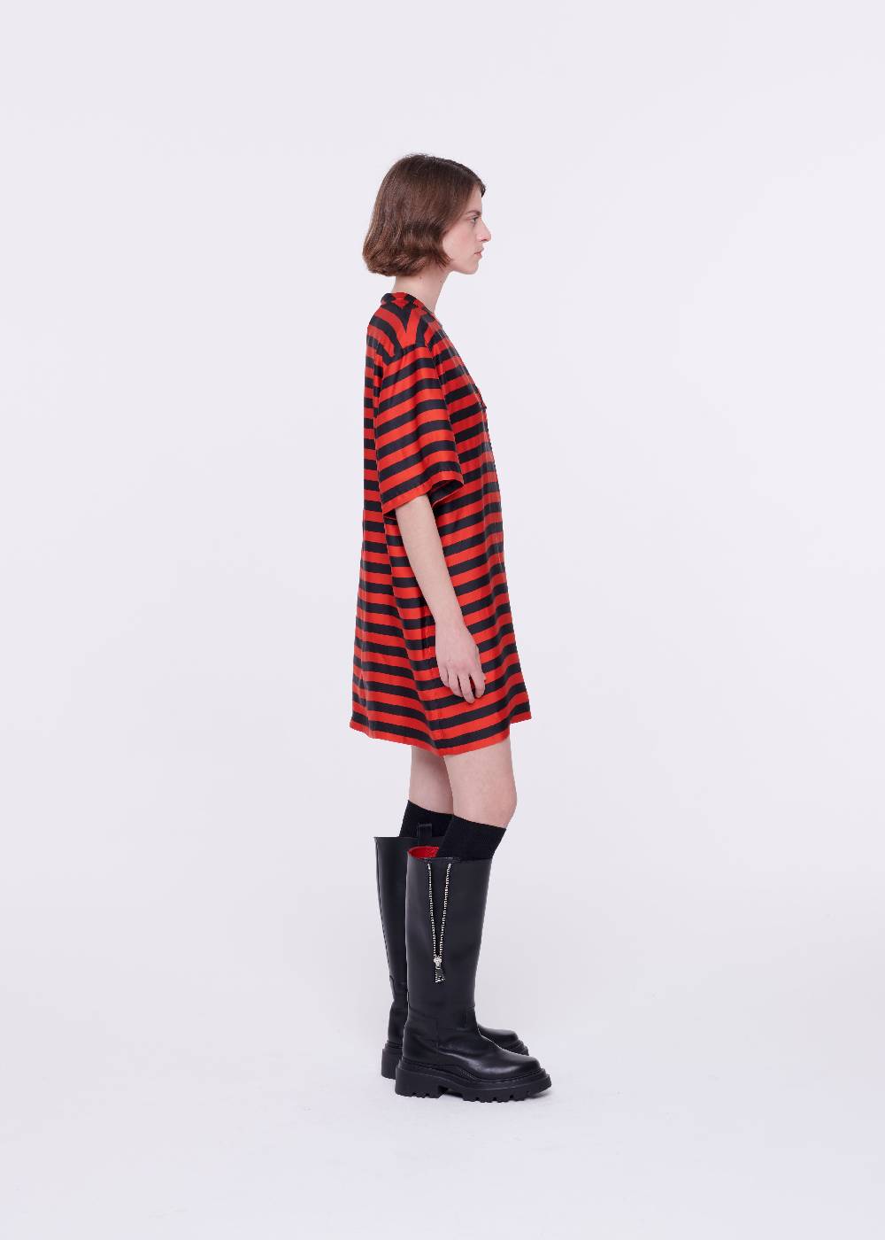 Plan C MINI ABITO A RIGHE IN RASO Moda