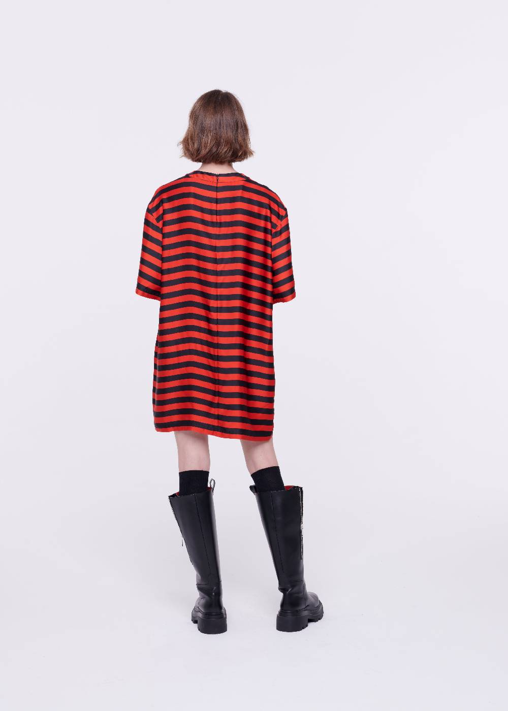 Plan C MINI ABITO A RIGHE IN RASO Moda