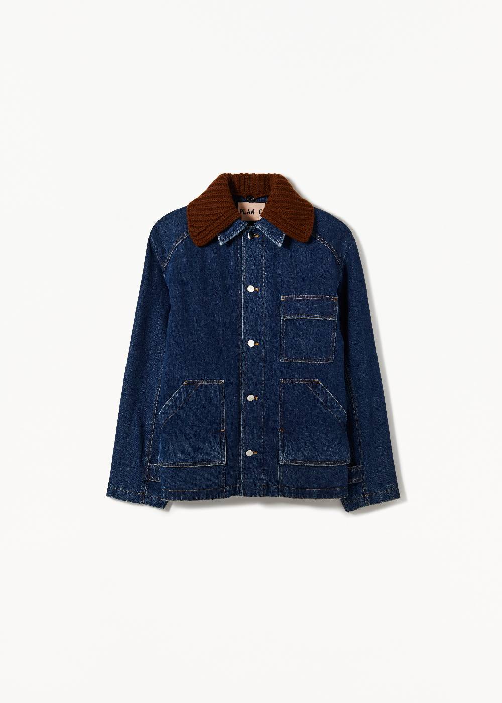 Plan C GIACCA IN DENIM CON COLLETTO IN MAGLIA REMOVIBILE 2025