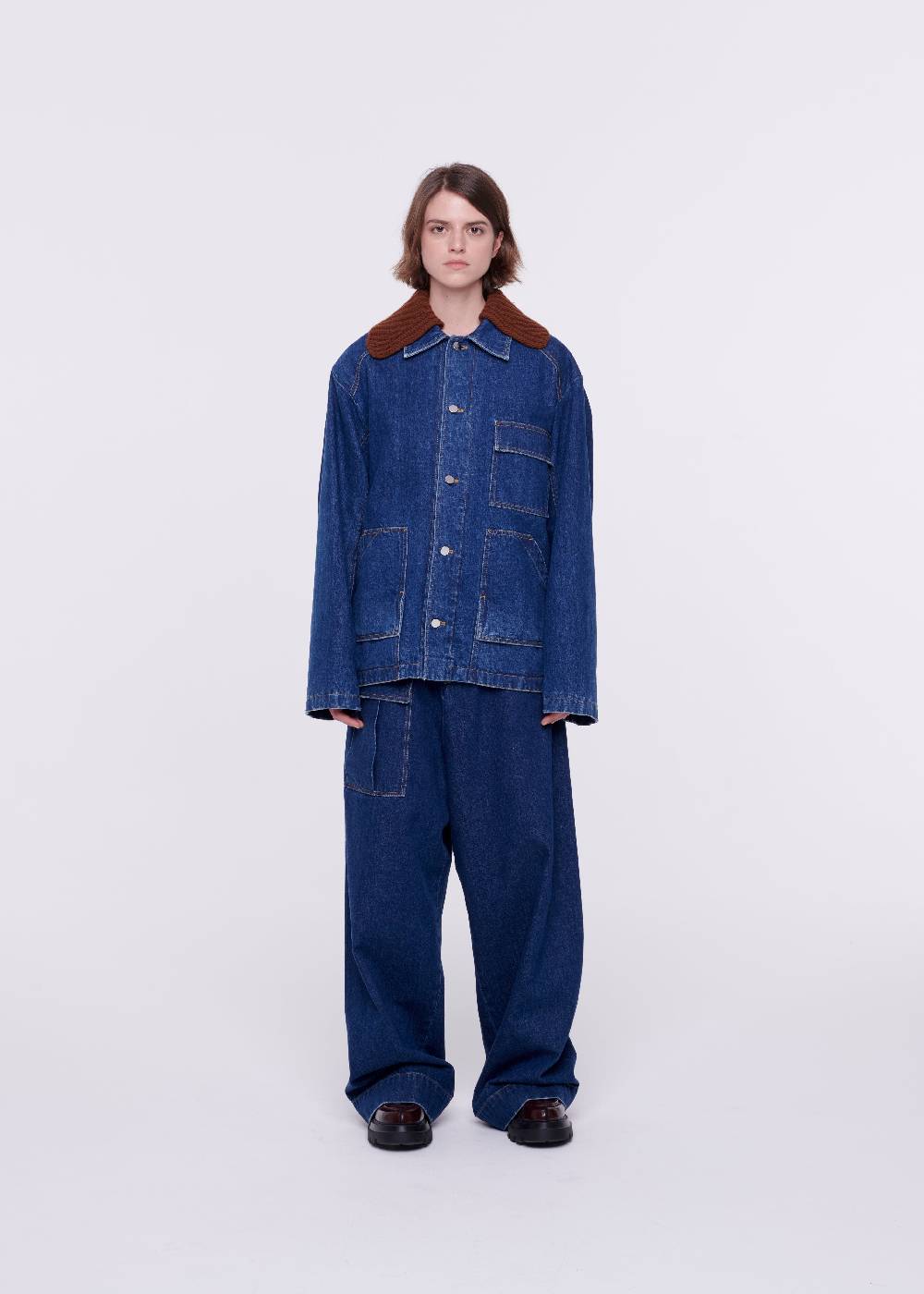 Plan C GIACCA IN DENIM CON COLLETTO IN MAGLIA REMOVIBILE 2025