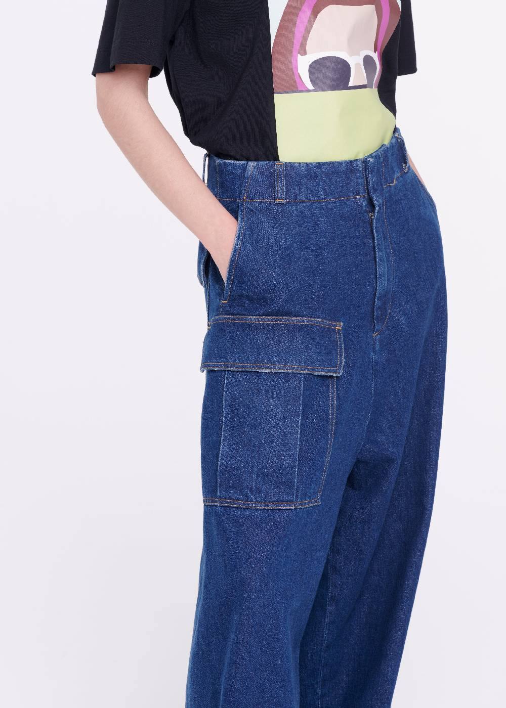 Plan C JEANS A GAMBA AMPIA CON CINTURA MARRONE In Linea