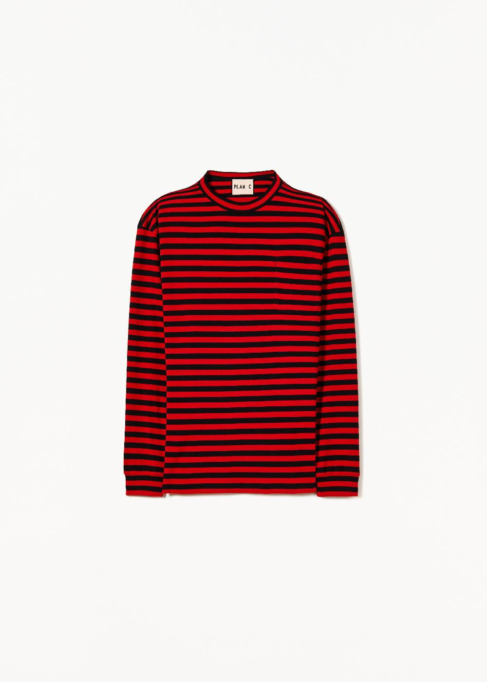Plan C T-SHIRT A MANICHE LUNGHE A RIGHE