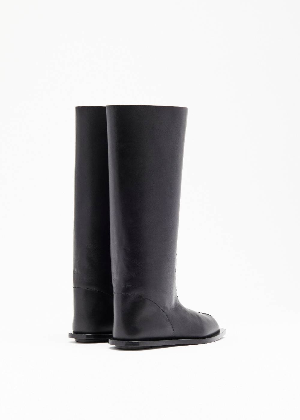 Plan C BLACK LEATHER HIGH BOOTS Negozio