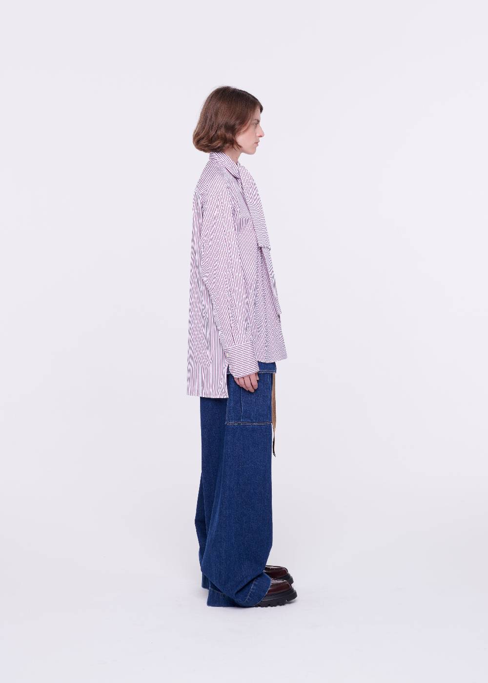Plan C CAMICIA DI COTONE A RIGHE CON FOULARD Moda