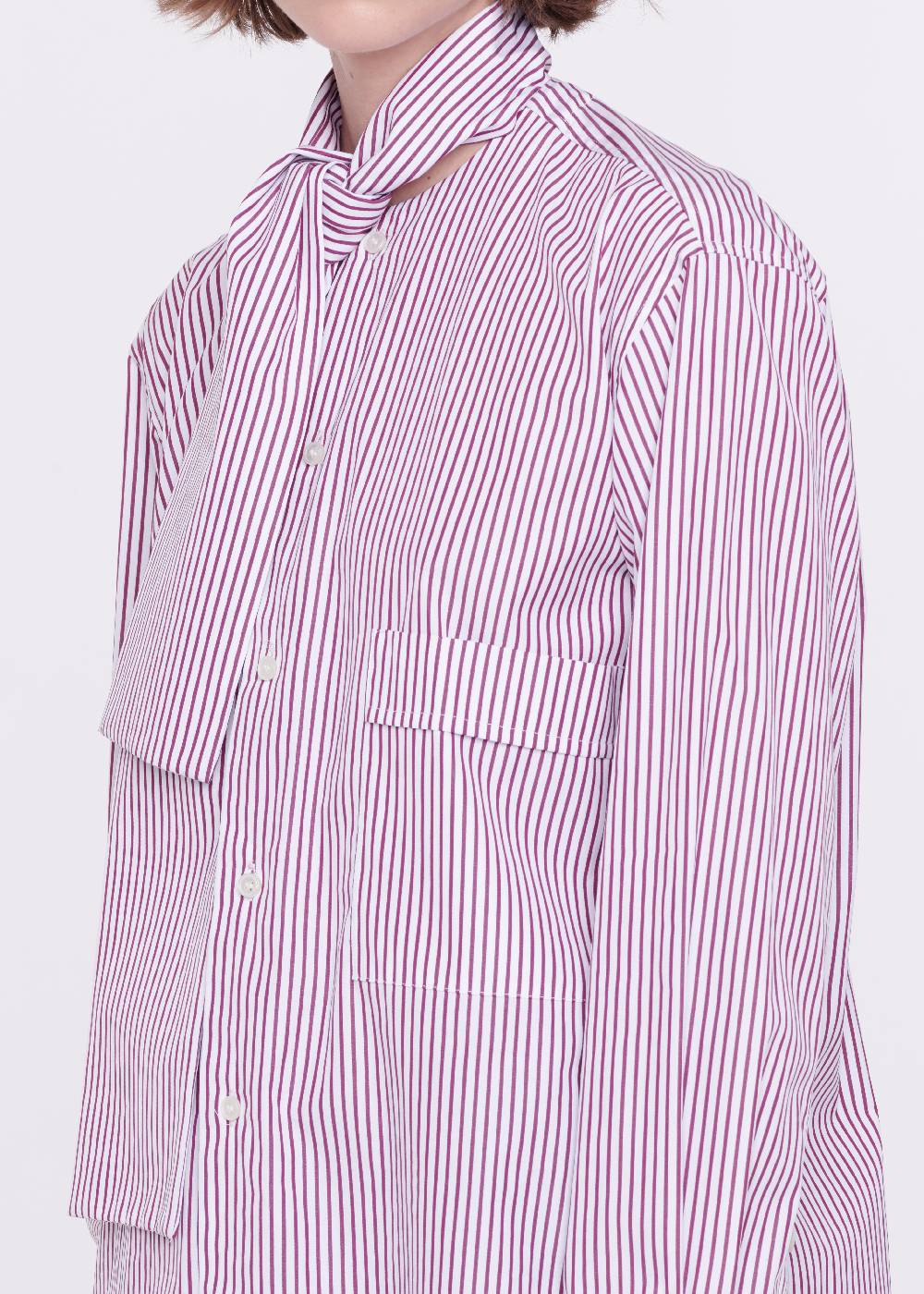 Plan C CAMICIA DI COTONE A RIGHE CON FOULARD Moda