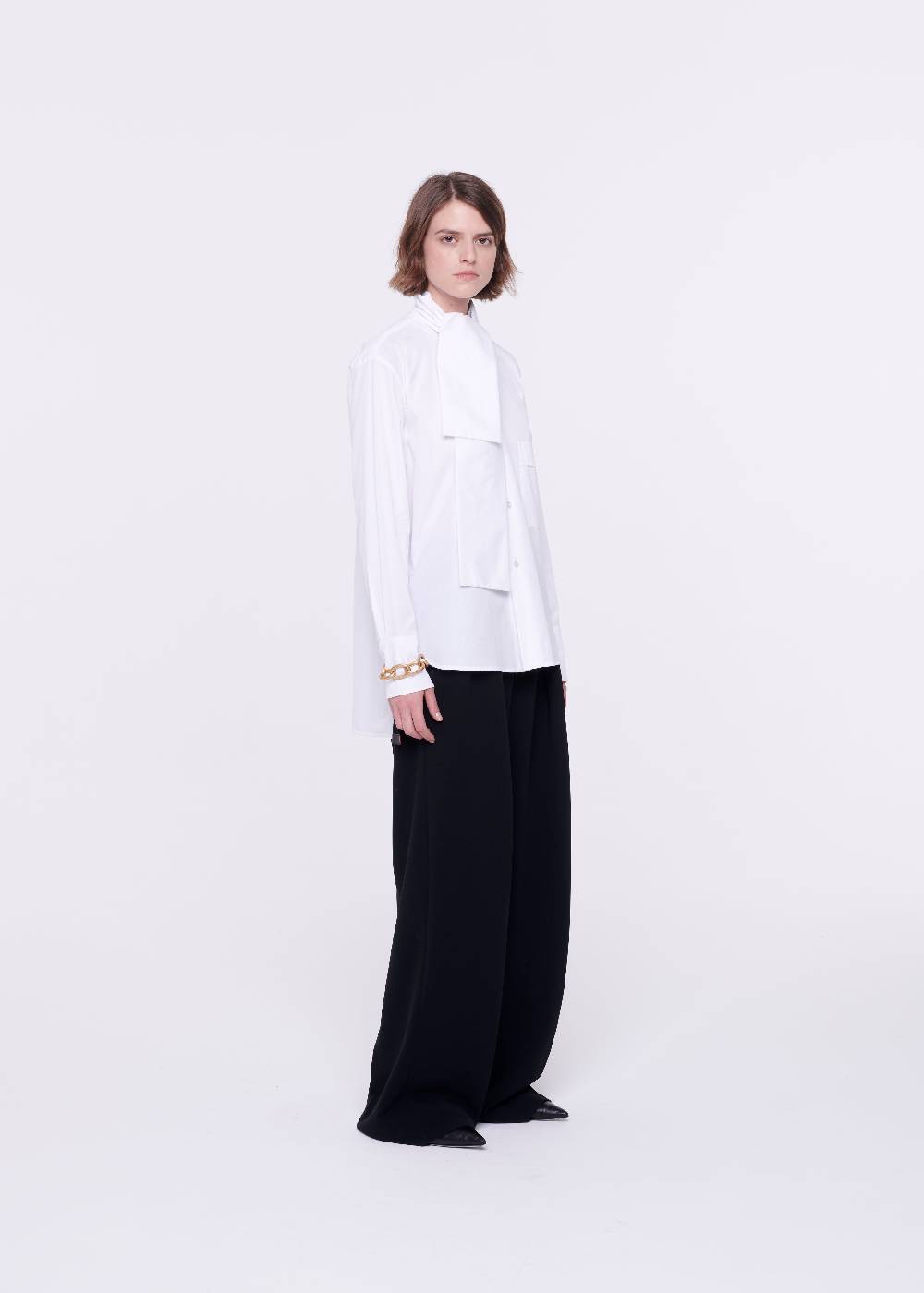 Plan C CAMICIA BIANCA DI COTONE CON FOULARD 2025