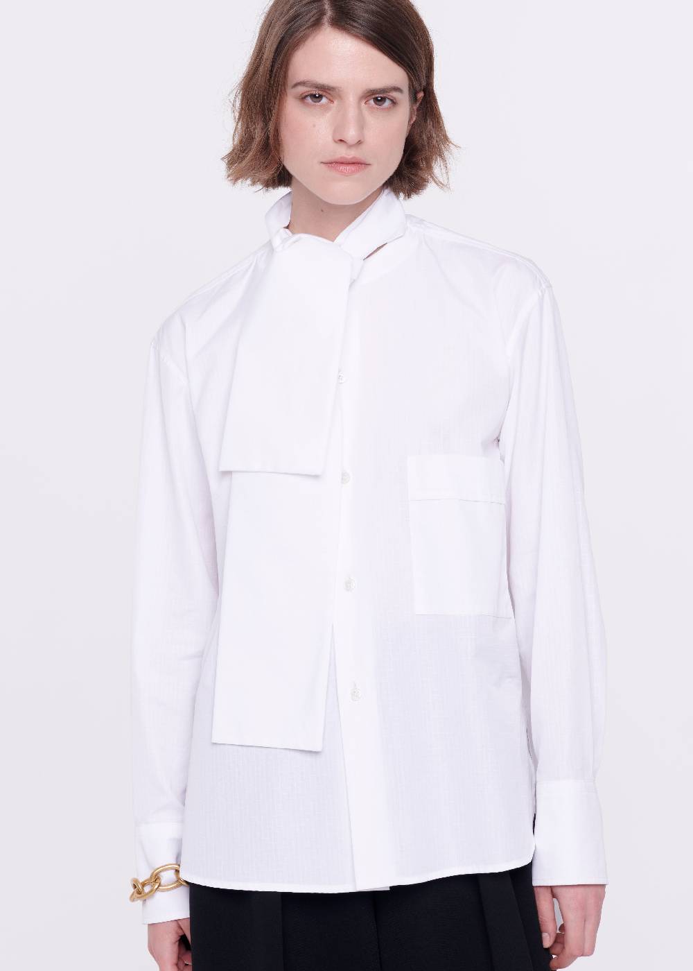 Plan C CAMICIA BIANCA DI COTONE CON FOULARD 2025