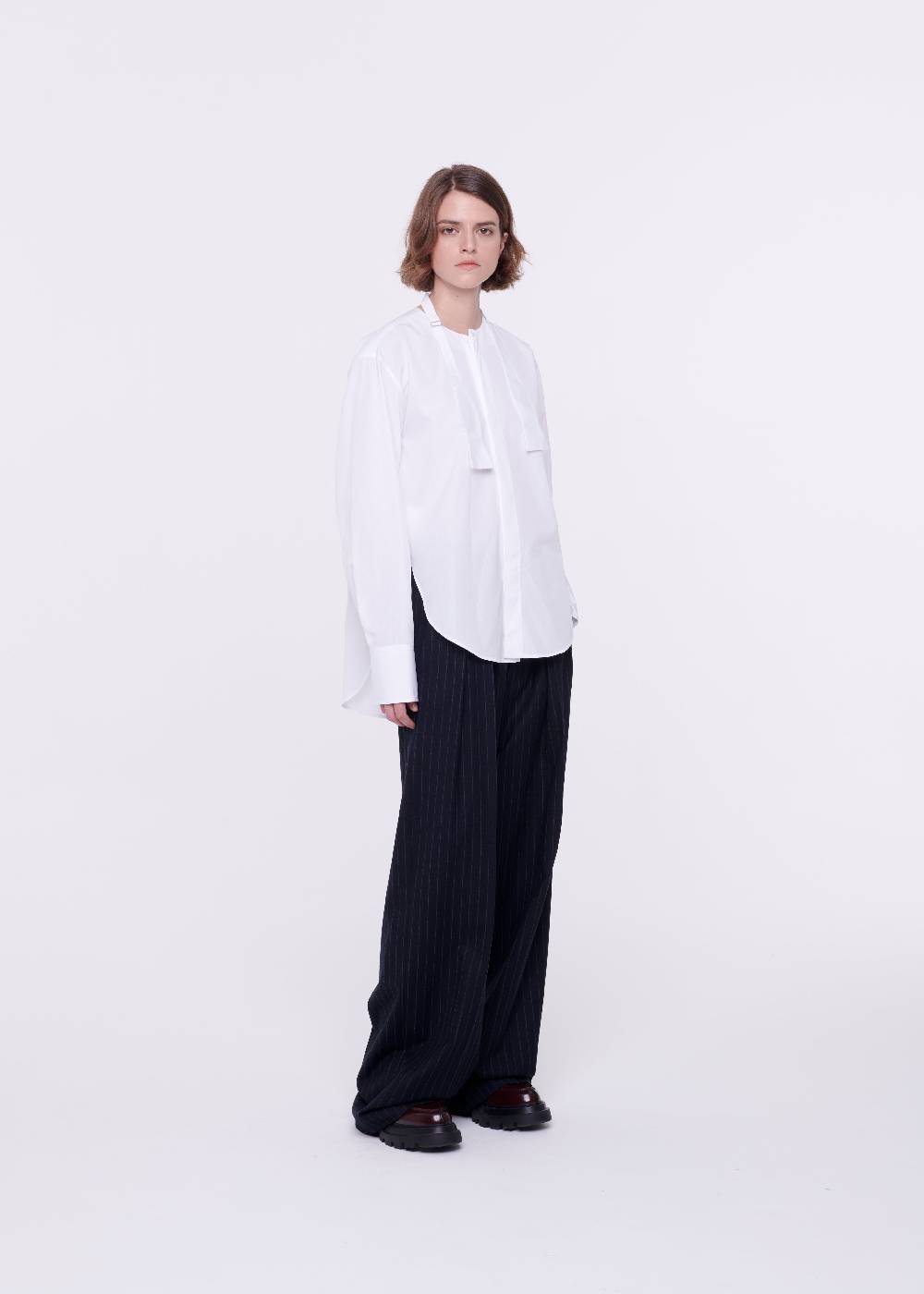 Plan C CAMICIA BIANCA DI COTONE CON PAPILLON Italy