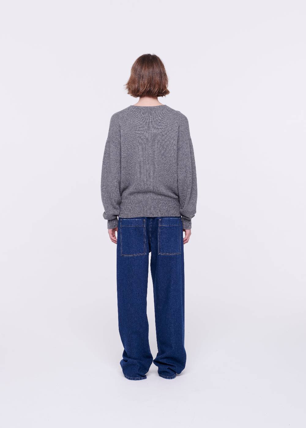 Plan C JEANS A GAMBA AMPIA CON CINTURA NERA 2025