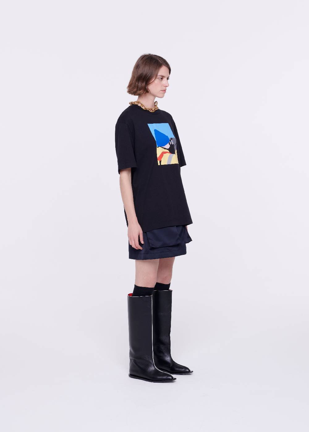 Plan C T-SHIRT NERA IN COTONE CON STAMPA Qualità