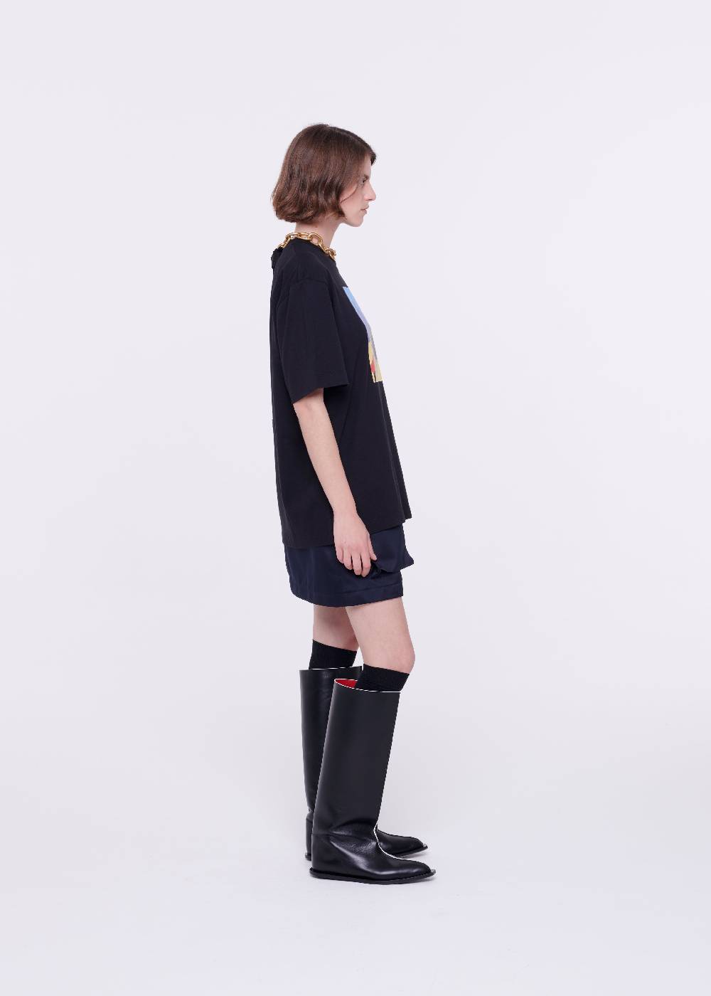 Plan C T-SHIRT NERA IN COTONE CON STAMPA Qualità